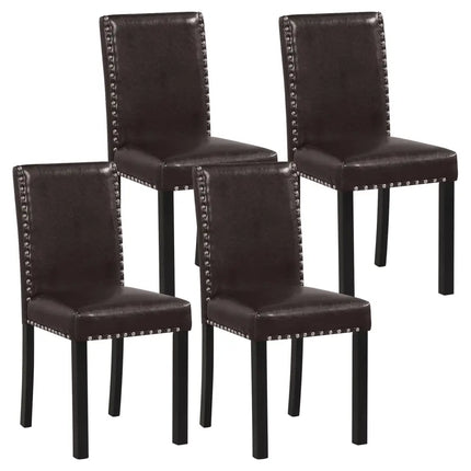 Set of 2/4 Dining Chairs Faux Leather Upholstered Parsons Kitchen Chairs-Set of 4 - Dining Chairs