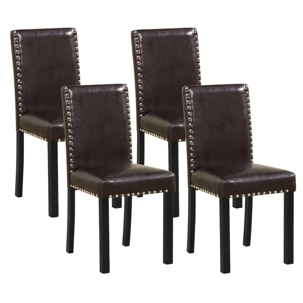 Set of 2/4 Dining Chairs Faux Leather Upholstered Parsons Kitchen Chairs-Set of 4 - Dining Chairs