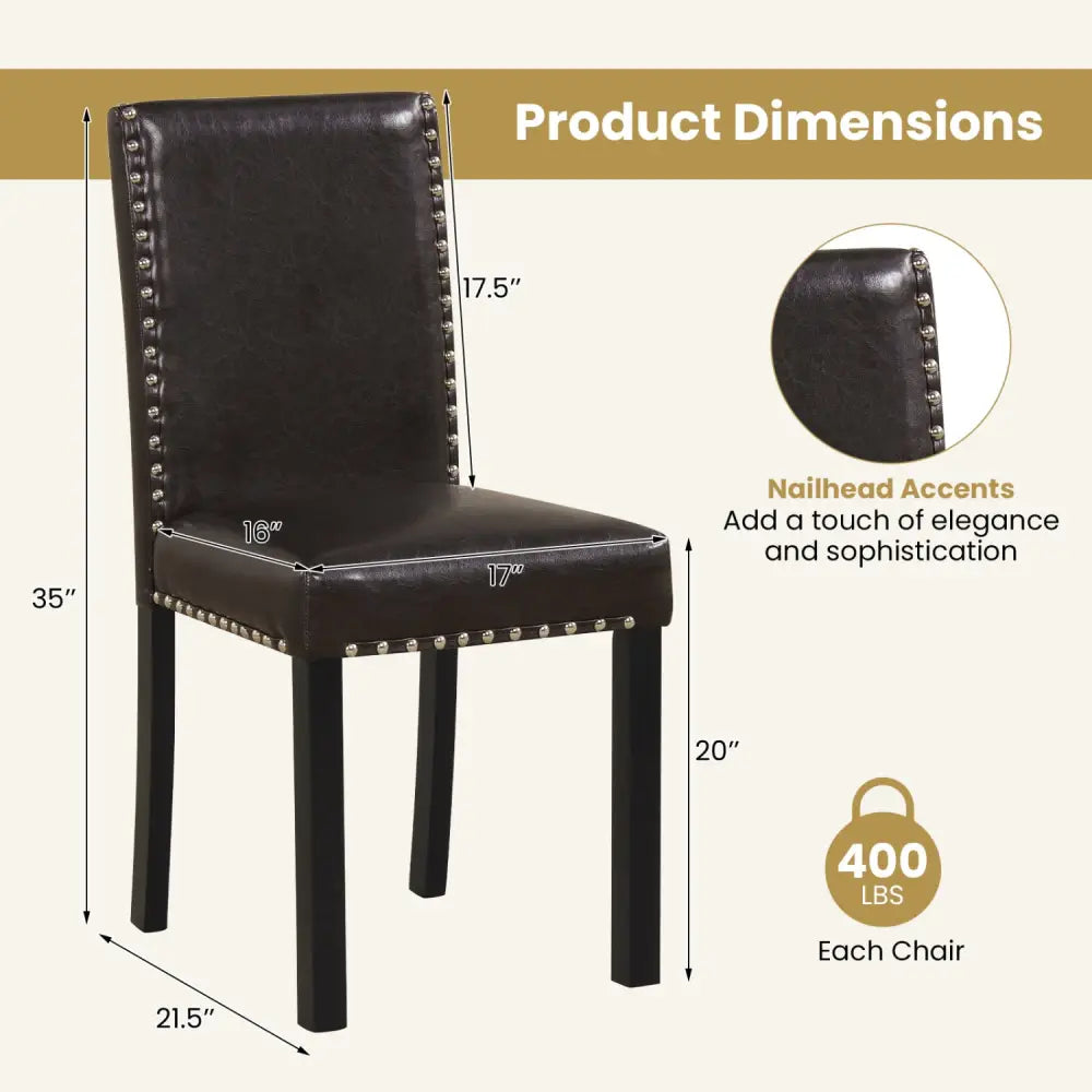 Set of 2/4 Dining Chairs Faux Leather Upholstered Parsons Kitchen Chairs-Set of 4 - Dining Chairs