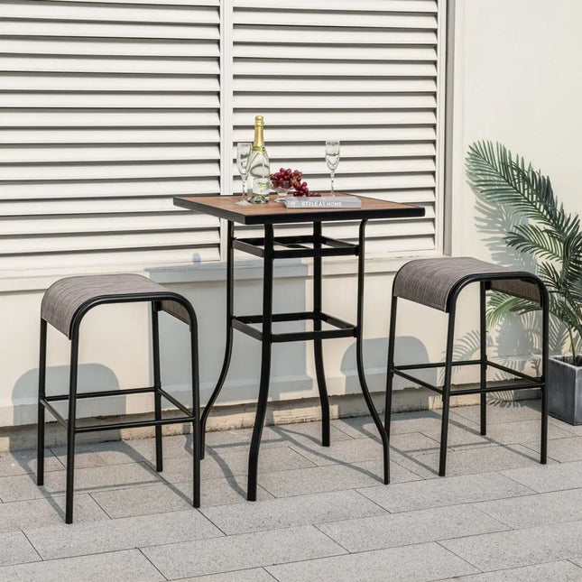 Set of 2/4 Patio Metal Bar Stools with Curved Fabric Seat-Set of 2 - Bar Stools