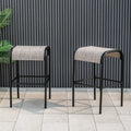 Set of 2/4 Patio Metal Bar Stools with Curved Fabric Seat-Set of 2 - Bar Stools