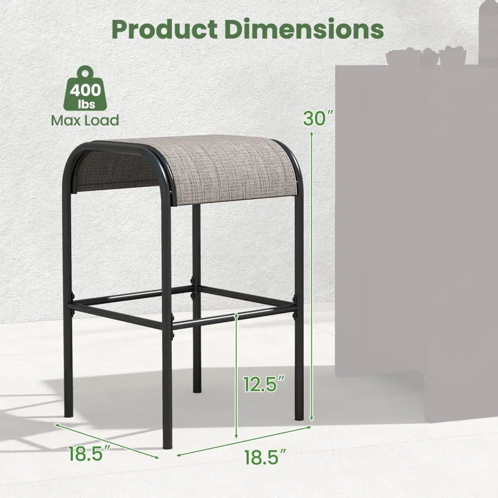 Set of 2/4 Patio Metal Bar Stools with Curved Fabric Seat-Set of 4 - Bar Stools