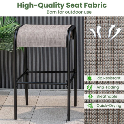 Set of 2/4 Patio Metal Bar Stools with Curved Fabric Seat-Set of 4 - Bar Stools