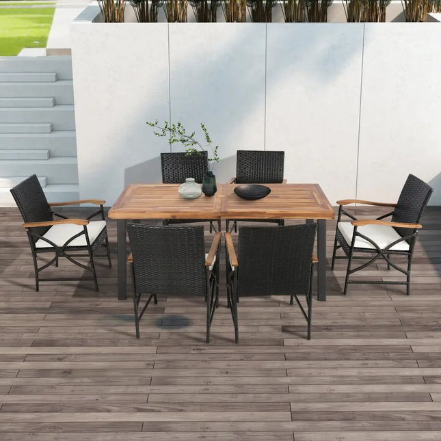 Set of 2/4 Patio Wicker Chairs with Soft Zippered Cushion-Set of 4 - Off White - Patio Dining Chairs