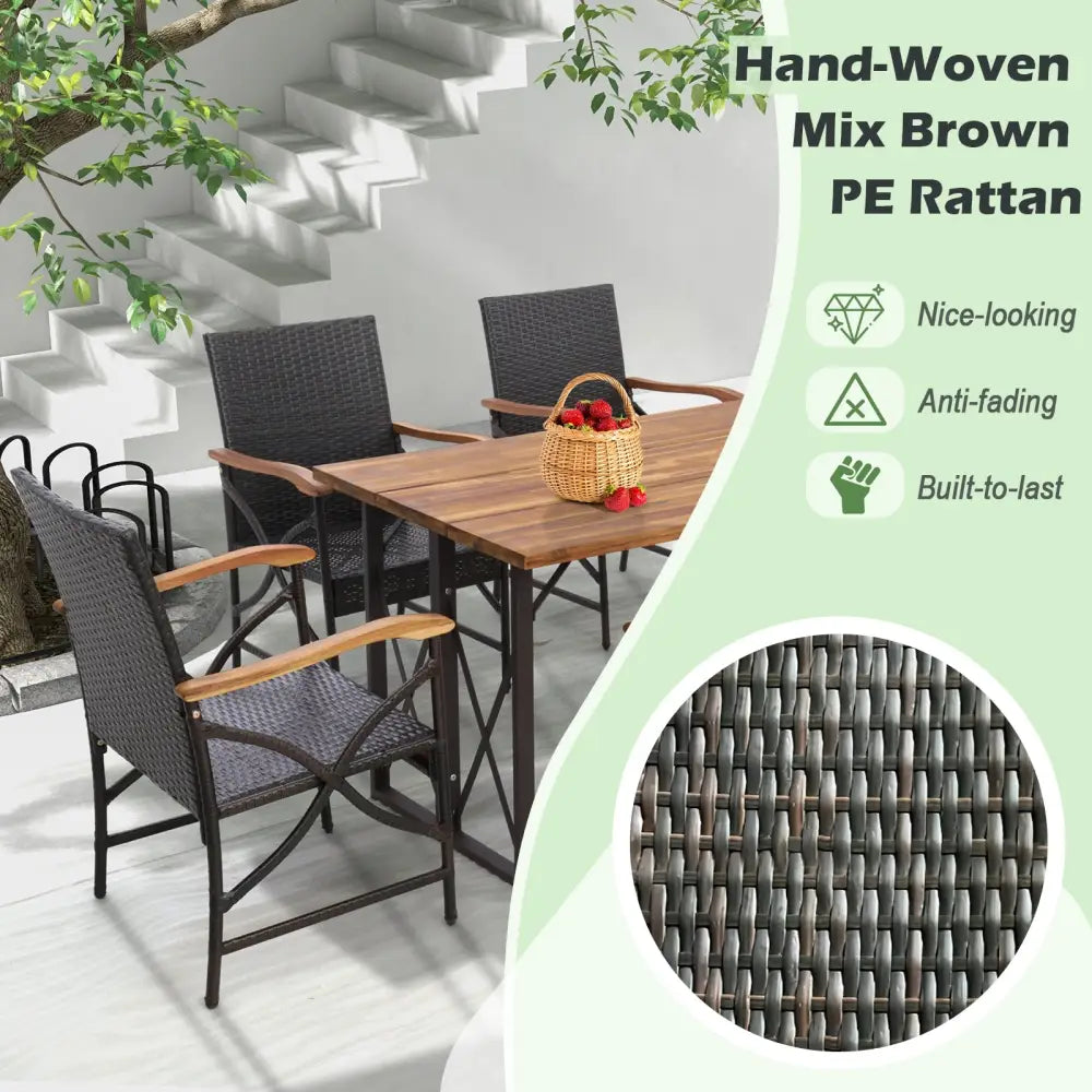 Set of 2/4 Patio Wicker Chairs with Soft Zippered Cushion-Set of 4 - Off White - Patio Dining Chairs