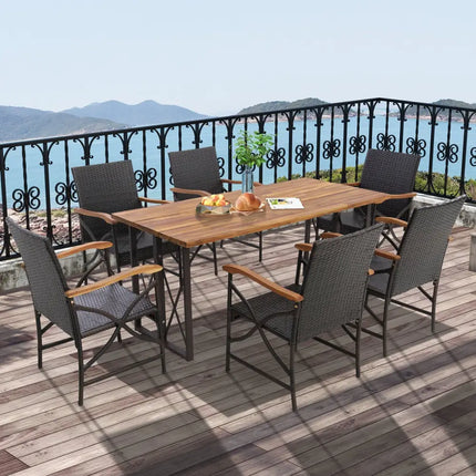 Set of 2/4 Patio Wicker Dining Chairs with Soft Zippered Cushion-Set of 2 - Off White - Patio Dining Chairs