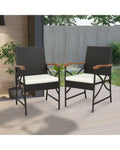 Set of 2/4 Patio Wicker Dining Chairs with Soft Zippered Cushion-Set of 2 - Off White - Patio Dining Chairs