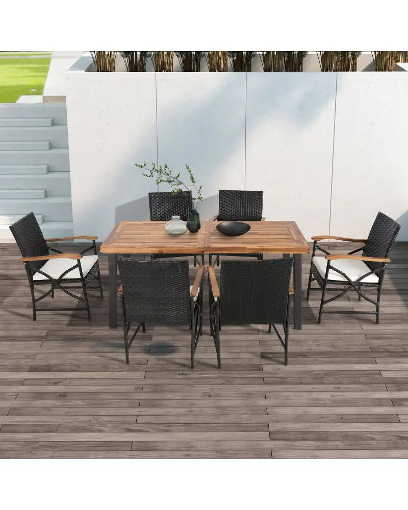 Set of 2/4 Patio Wicker Dining Chairs with Soft Zippered Cushion-Set of 2 - Off White - Patio Dining Chairs
