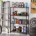 Set of 2 4-Tier Metal Storage Shelving Unit with V-Shaped Wire Rack and 1000 LBS Capacity-Black - Black - Garages