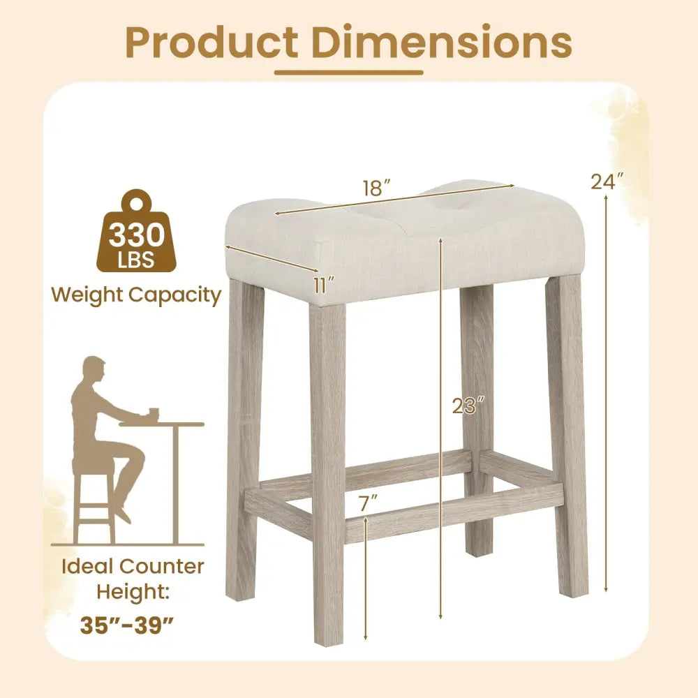 Set of 2/4 Upholstered Counter Height Bar Stool with Curved Saddle-Seat-Light Gray - Light Gray - Bar Stools