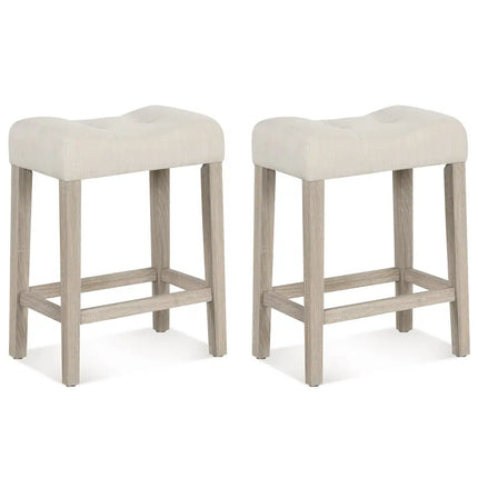Set of 2/4 Upholstered Counter Height Bar Stool with Curved Saddle-Seat-Light Gray - Light Gray - Bar Stools