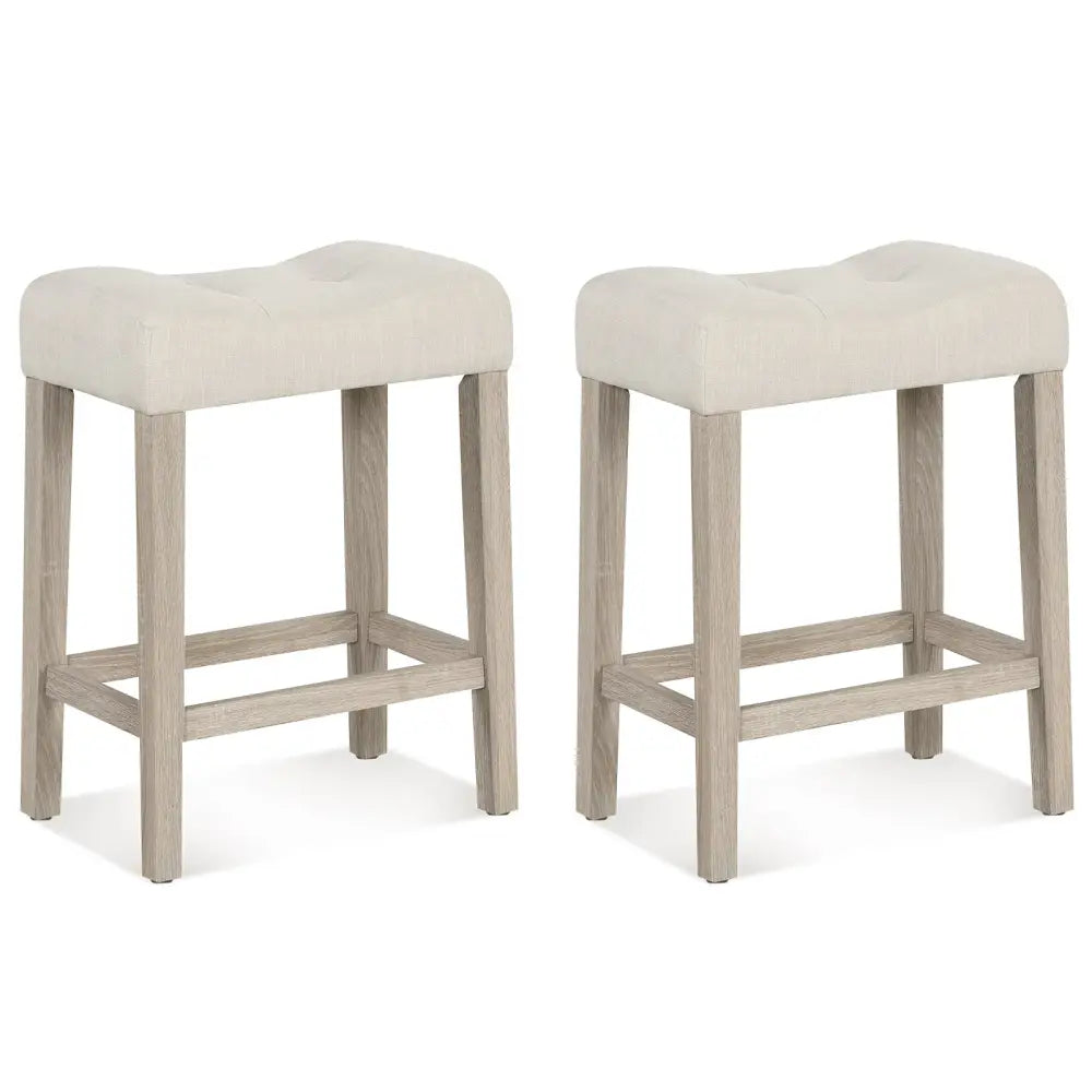 Set of 2/4 Upholstered Counter Height Bar Stool with Curved Saddle-Seat-Light Gray - Light Gray - Bar Stools