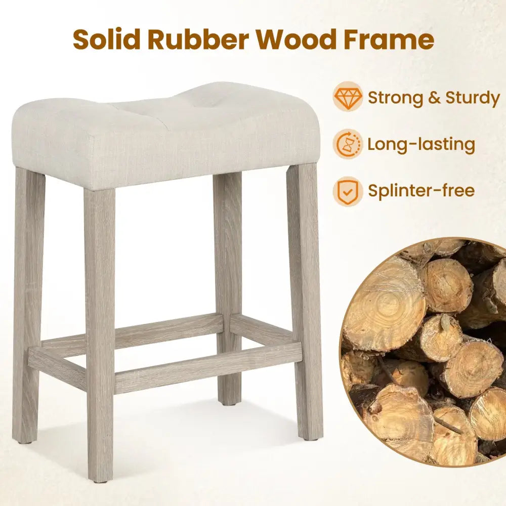 Set of 2/4 Upholstered Counter Height Bar Stool with Curved Saddle-Seat-Light Gray - Light Gray - Bar Stools