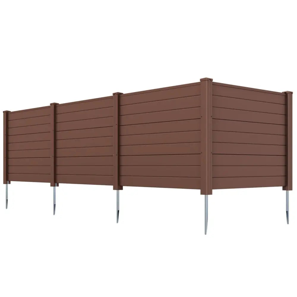 Set of 2 48 x 38 Inch Air Conditioner Fence 2 Panels with Metal Ground Stakes-Brown - Brown - Outdoor Privacy Screens