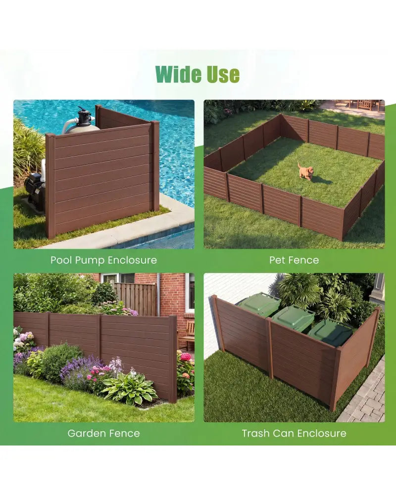 Set of 2 48 x 38 Inch Air Conditioner Fence 2 Panels with Metal Ground Stakes-Brown - Brown - Outdoor Privacy Screens