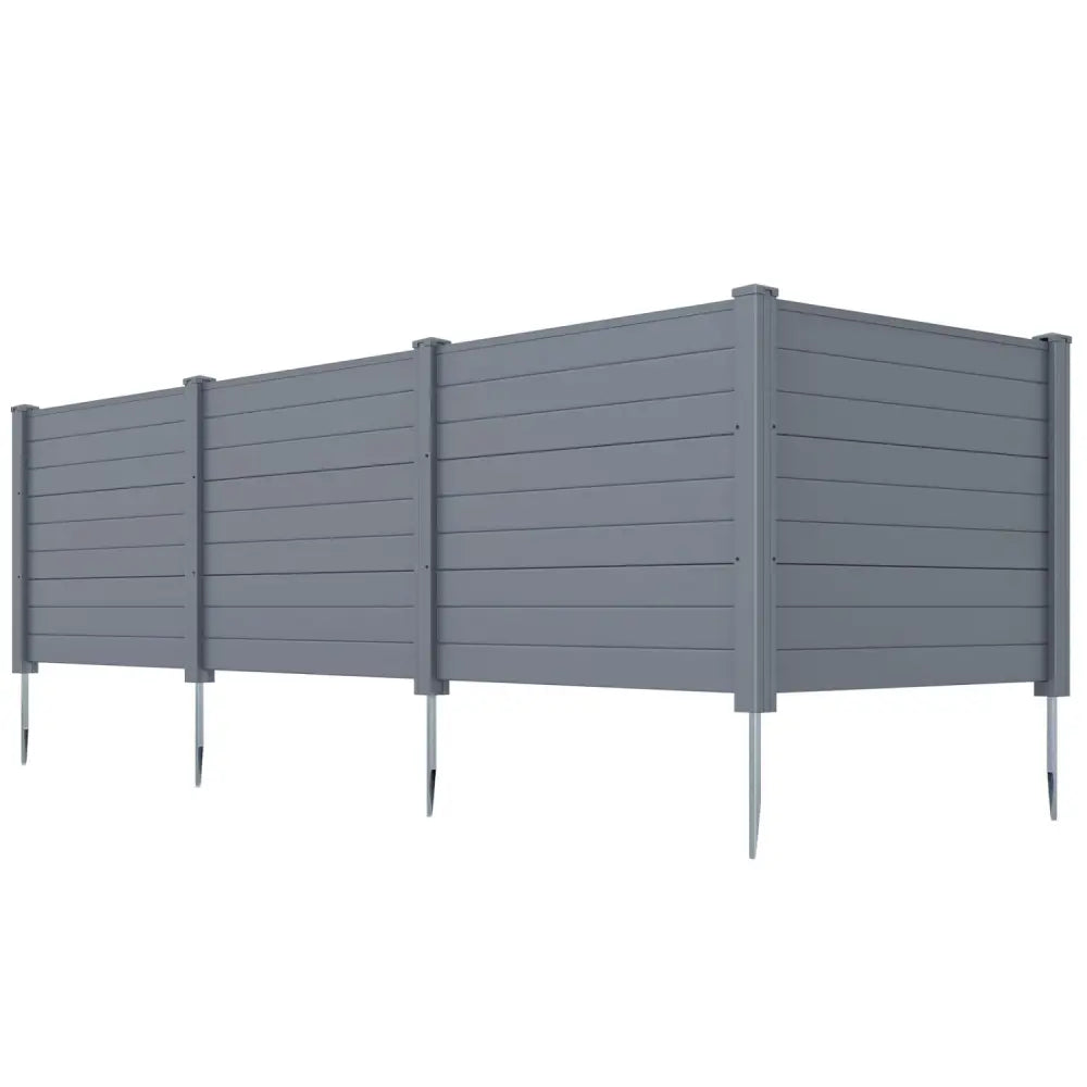 Set of 2 48 x 38 Inch Air Conditioner Fence 2 Panels with Metal Ground Stakes-Gray - Gray - Outdoor Privacy Screens
