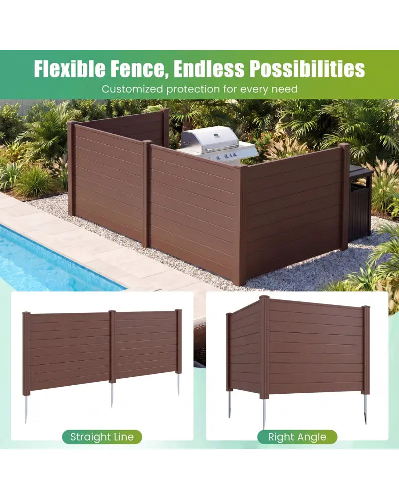 Set of 2 48 x 38 Inch Air Conditioner Fence 2 Panels with Metal Ground Stakes-Brown - Brown - Outdoor Privacy Screens