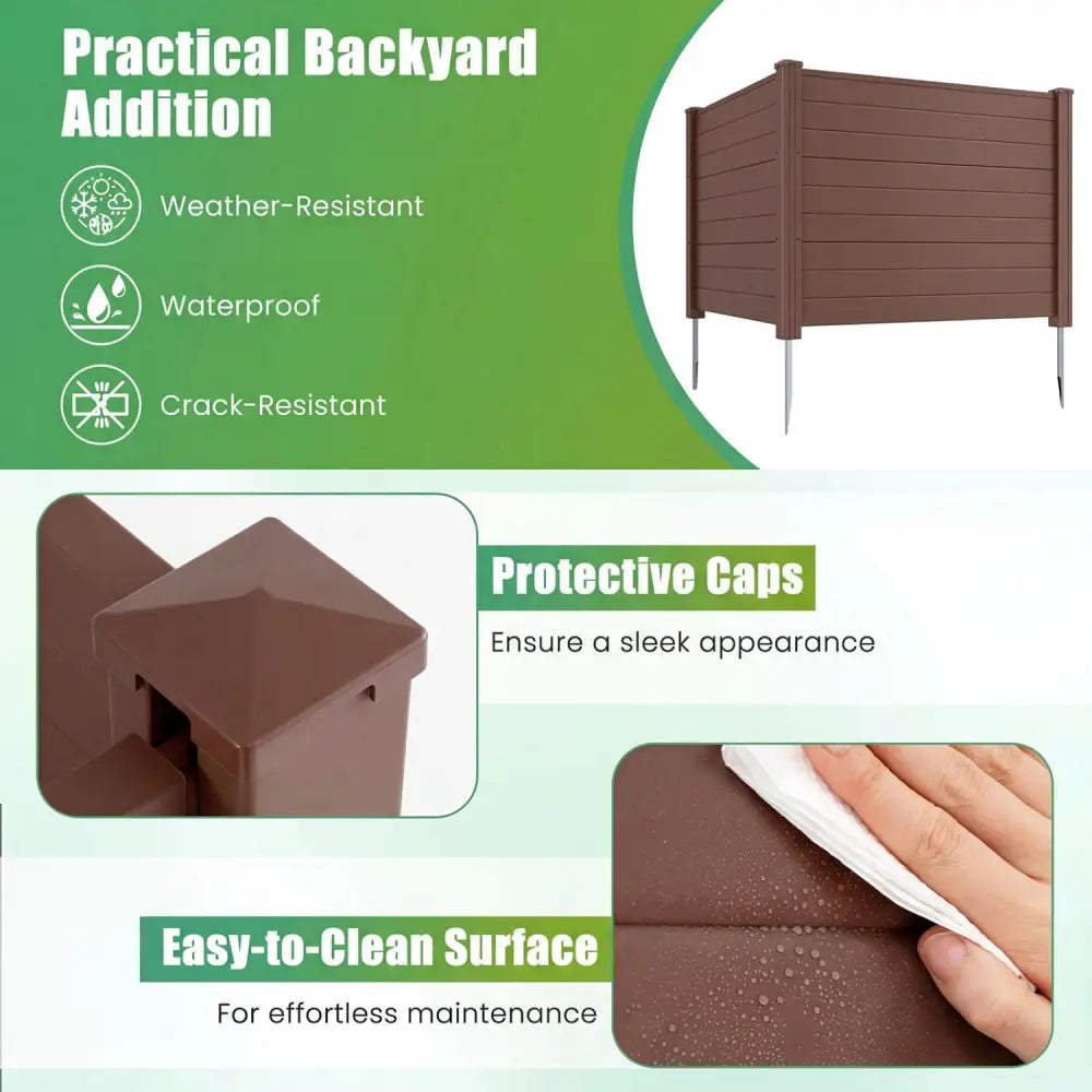 Set of 2 48 x 38 Inch Air Conditioner Fence 2 Panels with Metal Ground Stakes-Brown - Brown - Outdoor Privacy Screens