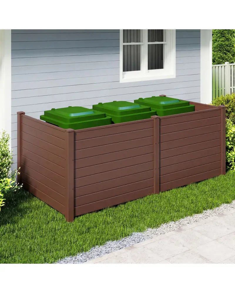 Set of 2 48 x 38 Inch Air Conditioner Fence 2 Panels with Metal Ground Stakes-Brown - Brown - Outdoor Privacy Screens