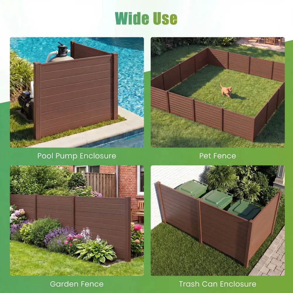 Set of 2 48 x 38 Inch Air Conditioner Fence 2 Panels with Metal Ground Stakes-Brown - Brown - Outdoor Privacy Screens