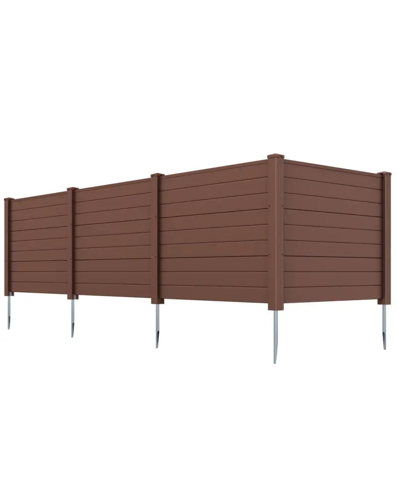 Set of 2 48 x 38 Inch Air Conditioner Fence 2 Panels with Metal Ground Stakes-Brown - Brown - Outdoor Privacy Screens