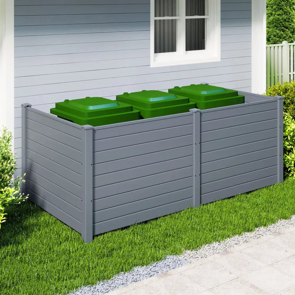 Set of 2 48 x 38 Inch Air Conditioner Fence 2 Panels with Metal Ground Stakes-Gray - Gray - Outdoor Privacy Screens