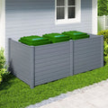 Set of 2 48 x 38 Inch Air Conditioner Fence 2 Panels with Metal Ground Stakes-Gray - Gray - Outdoor Privacy Screens