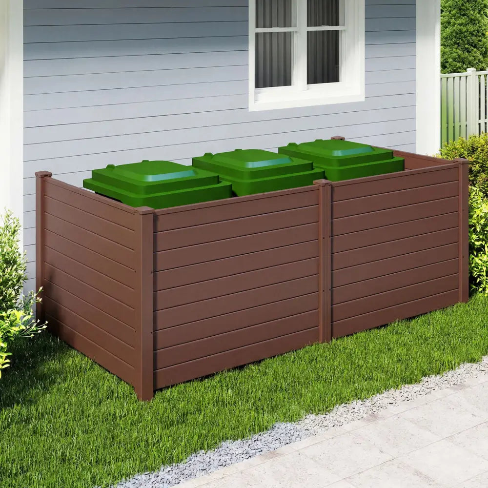 Set of 2 48 x 38 Inch Air Conditioner Fence 2 Panels with Metal Ground Stakes-Brown - Brown - Outdoor Privacy Screens