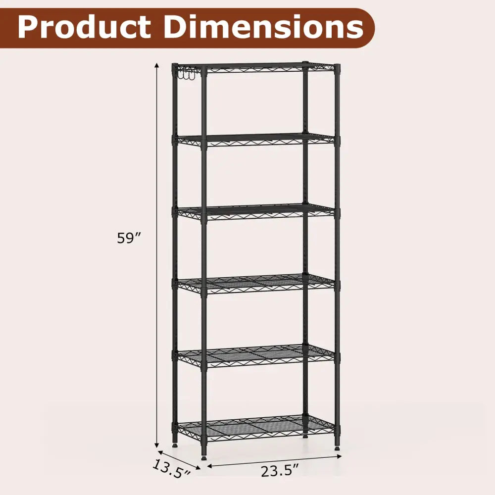 Set of 2 6-Tier Metal Storage Shelving Unit with V-Shaped Wire Rack and 900 LBS Capacity-Black - Black - Garages