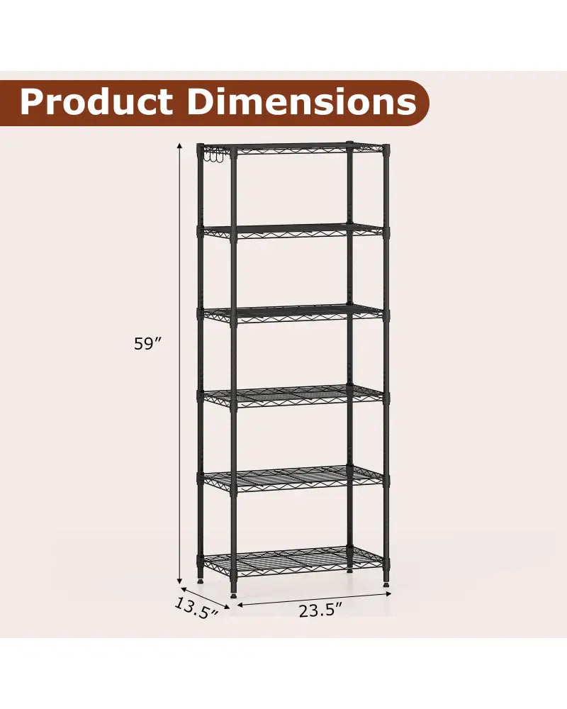 Set of 2 6-Tier Metal Storage Shelving Unit with V-Shaped Wire Rack and 900 LBS Capacity-Black - Black - Garages
