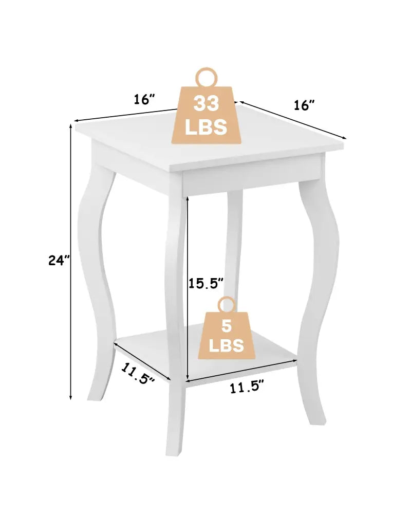Set of 2 Accent Side Tables with Shelf - White - End & Side Tables