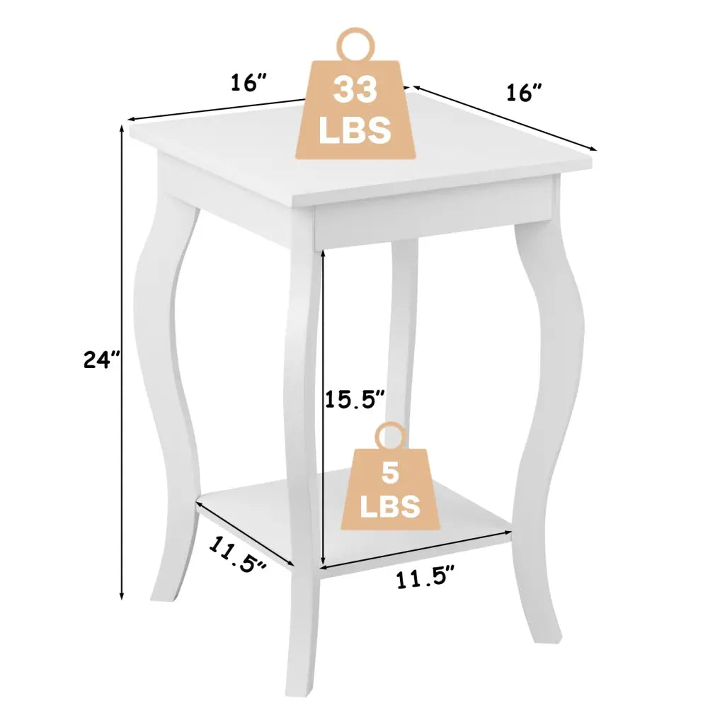 Set of 2 Accent Side Tables with Shelf - White - End & Side Tables