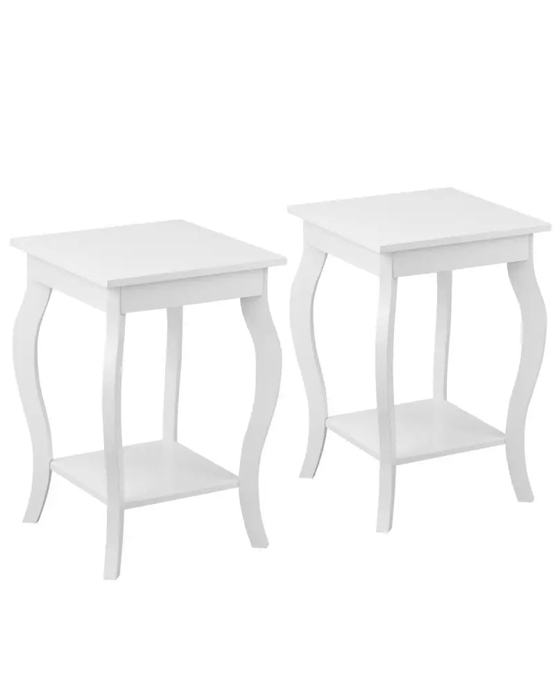 Set of 2 Accent Side Tables with Shelf - White - End & Side Tables