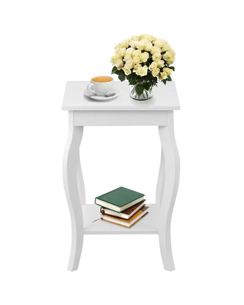 Set of 2 Accent Side Tables with Shelf - White - End & Side Tables