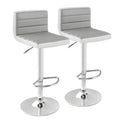 Set of 2 Adjustable Heights Barstool with PU Leather - Gray - Bar Stools