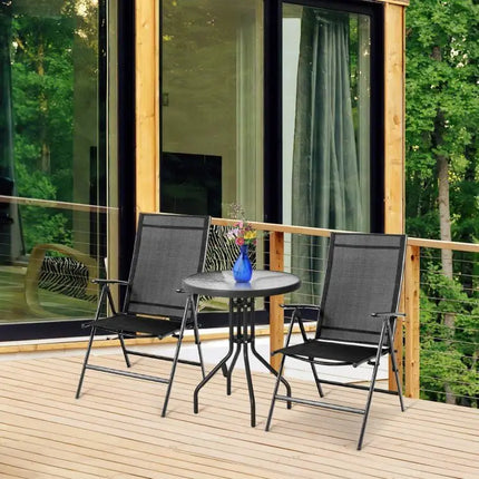 Set of 2 Adjustable Portable Patio Folding Dining Chair ReclinersBlack - Oasis Home Essentials