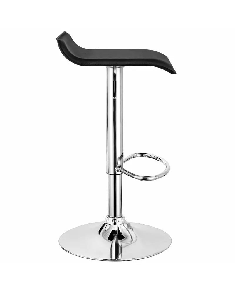 Set of 2 Adjustable PU Leather Backless Bar Stools-Black - Black - Bar Stools