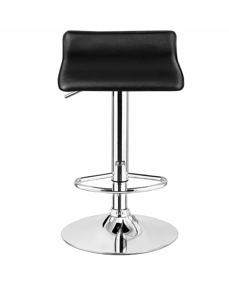 Set of 2 Adjustable PU Leather Backless Bar Stools-Black - Black - Bar Stools