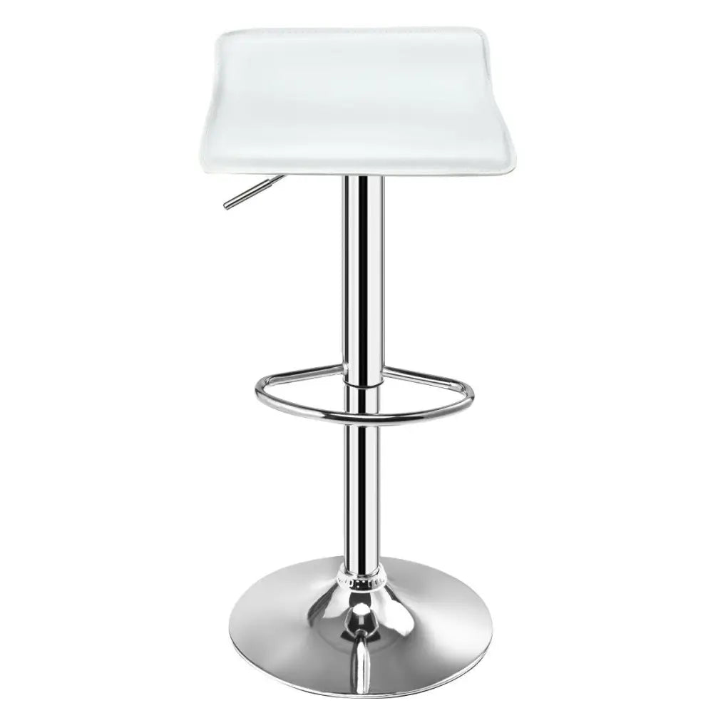 Set of 2 Adjustable PU Leather Backless Bar Stools-White - White - Bar Stools
