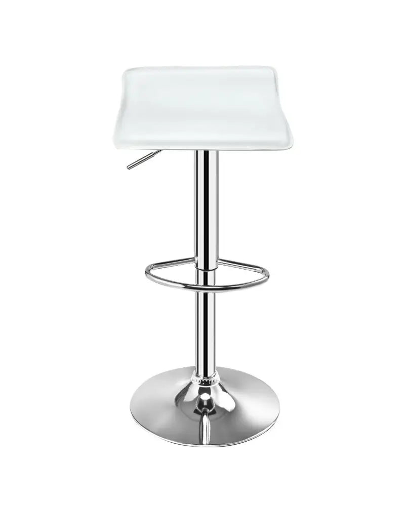 Set of 2 Adjustable PU Leather Backless Bar Stools-White - White - Bar Stools