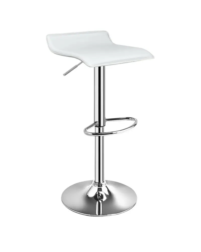 Set of 2 Adjustable PU Leather Backless Bar Stools-White - White - Bar Stools