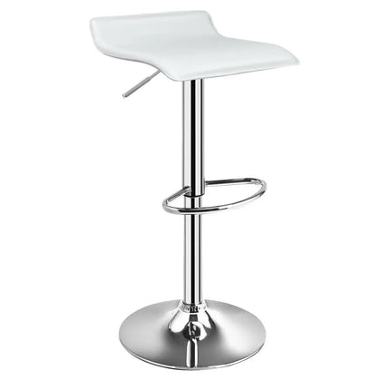 Set of 2 Adjustable PU Leather Backless Bar Stools-White - White - Kitchen & Dining