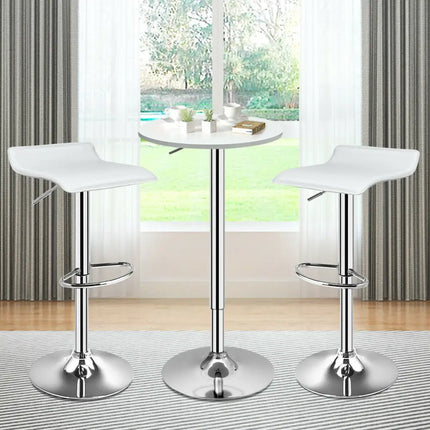 Set of 2 Adjustable PU Leather Backless Bar Stools-White - White - Kitchen & Dining