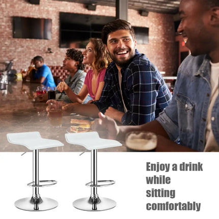Set of 2 Adjustable PU Leather Backless Bar Stools-White - White - Kitchen & Dining