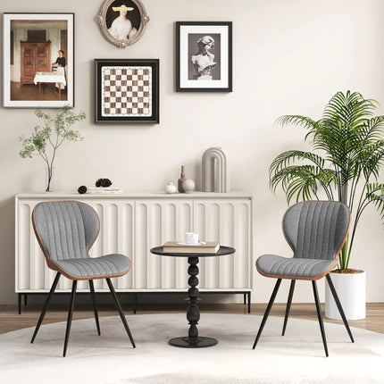 Set of 2 Armless Dining Chair Modern Accent Chairs with Curved Backrest-Gray - Gray - Dining Chairs