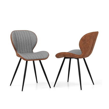Set of 2 Armless Dining Chair Modern Accent Chairs with Curved Backrest-Gray - Gray - Dining Chairs