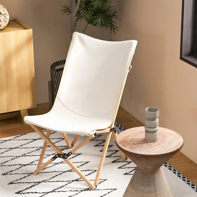 Set of 2 Bamboo Dorm Chair with Storage Pocket for Camping and Fishing-Beige - Beige - Camping Furniture