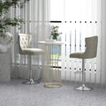 Set of 2 Bar Chairs with Footrest Electroplated Metal Base and Anti-Slip Ring-Gray - Gray - Bar Stools