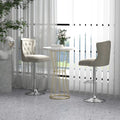 Set of 2 Bar Chairs with Footrest Electroplated Metal Base and Anti-Slip Ring-Gray - Gray - Bar Stools