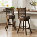 Set of 2 Bar Stools 25’’ Swivel Bar Chairs Leathaire Counter Height Stools-Brown - Brown - Bar Stools